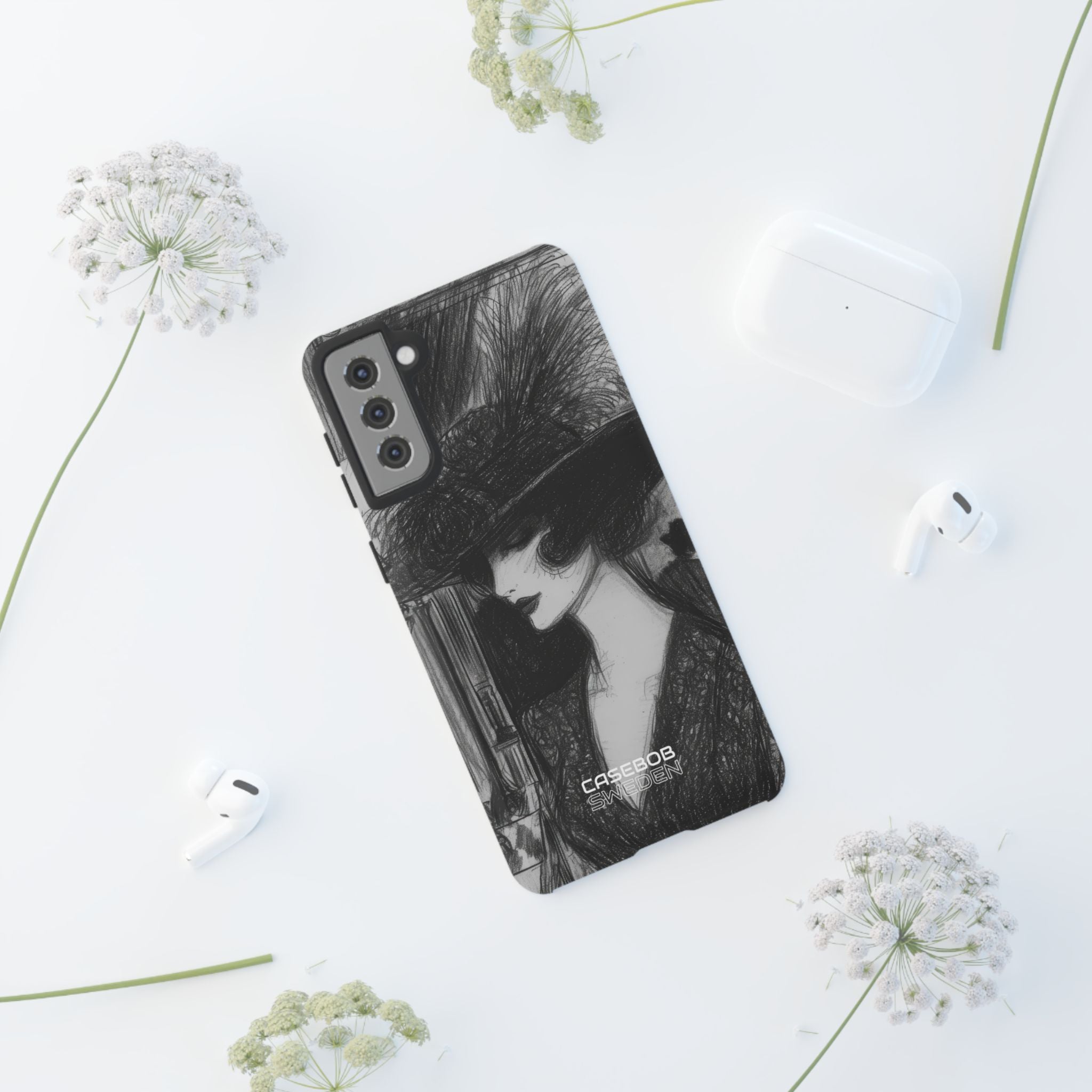 Elegancia Vintage de Plumas Samsung S21 - Resistente