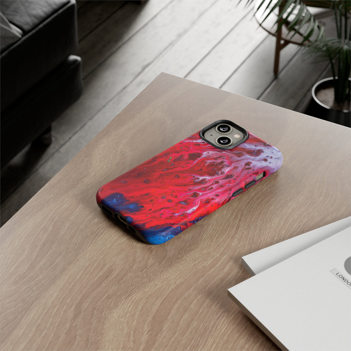 Bright Red Ink Art iPhone Case (Protective) Phone Case