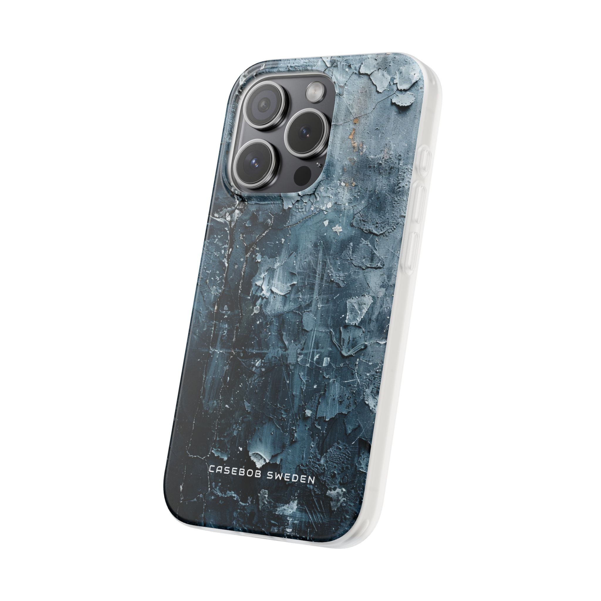 Weathered Blue Tapestry with Cracked Layers iPhone 15 - Flexi Phone Case