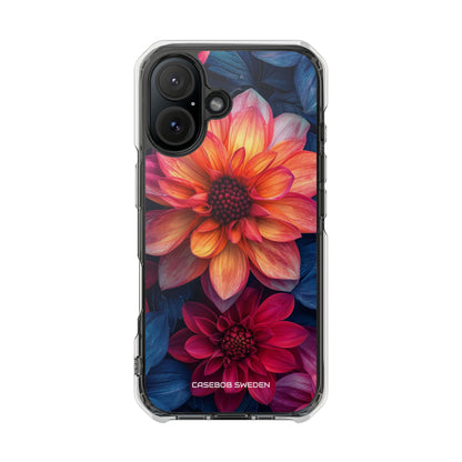 Floral Harmony Orange Blue - Clear Impact iPhone 16 Phone Case