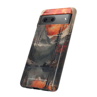 Celestial Glow Over Reflective Landscape Google Pixel 7 - Tough Phone Case