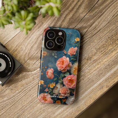 Blue Floral Elegance - Tough iPhone 16 Phone Case