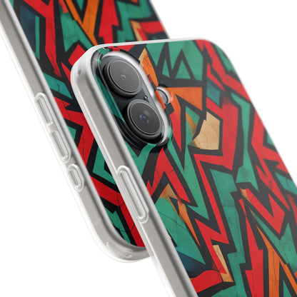 Crimson Zigzag iPhone 16 Plus Case - Soft