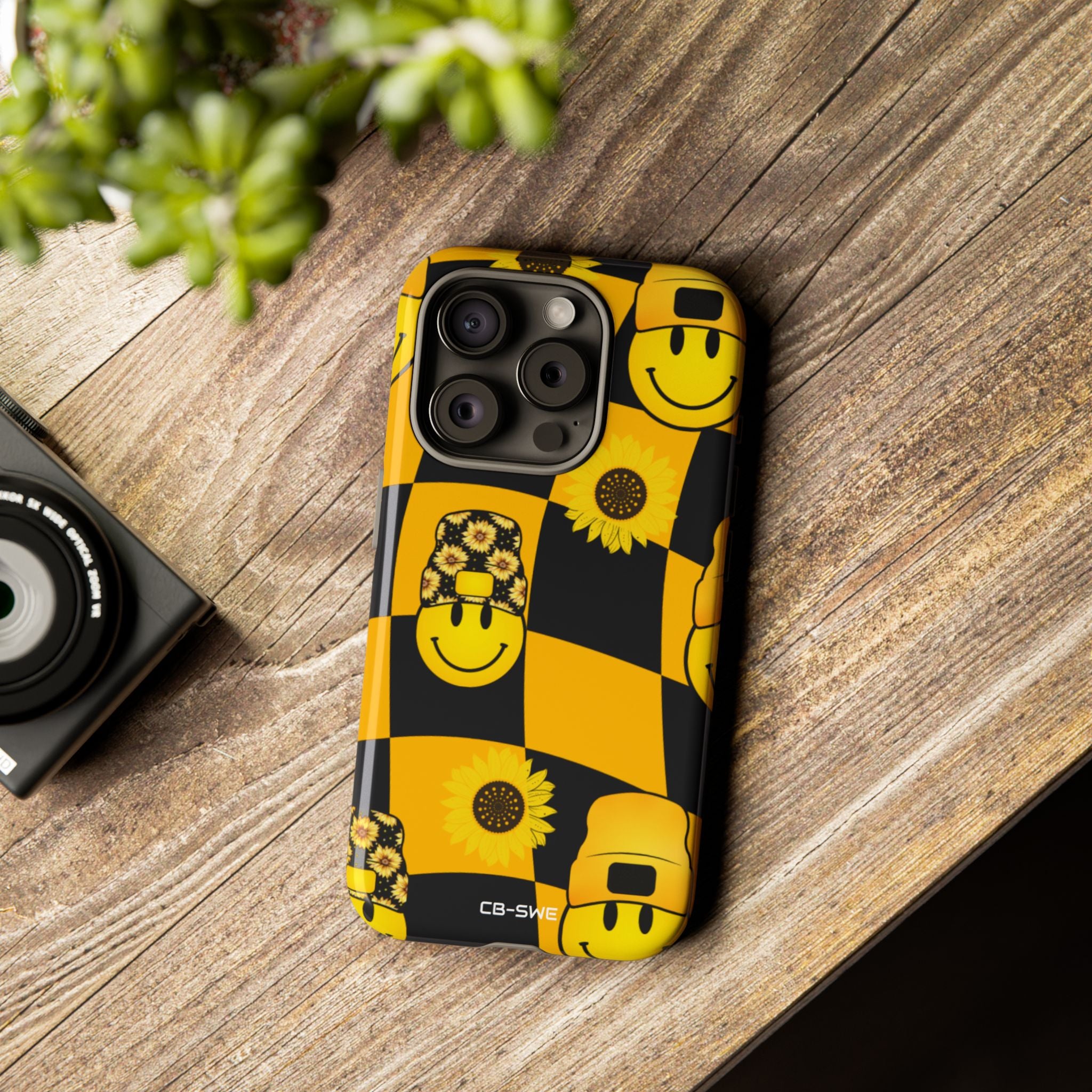 Joyful Checkered Smiles - iPhone Case
