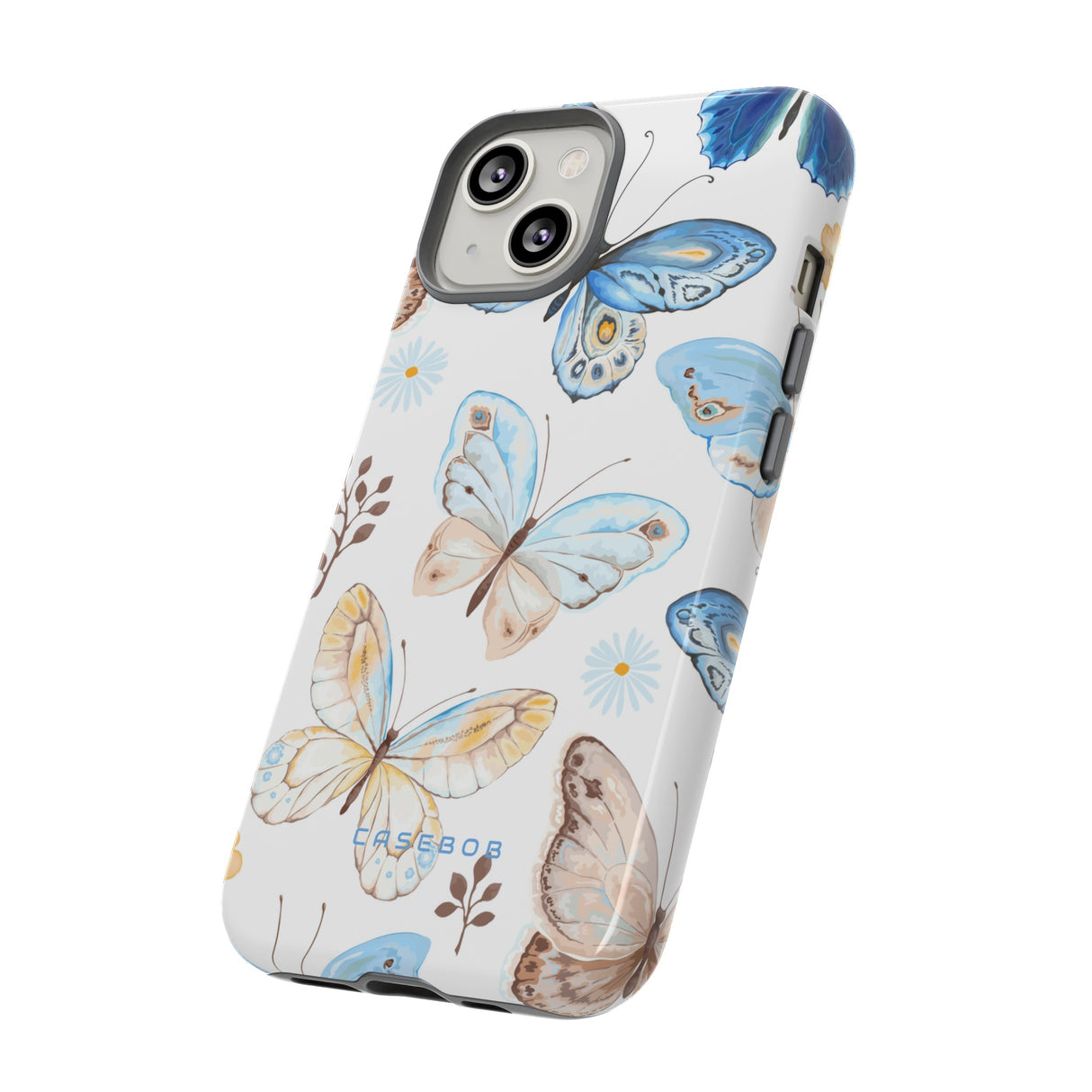 Flying Butterflies, Blue and Yellow iPhone case (Protective) - Protective Phone Case