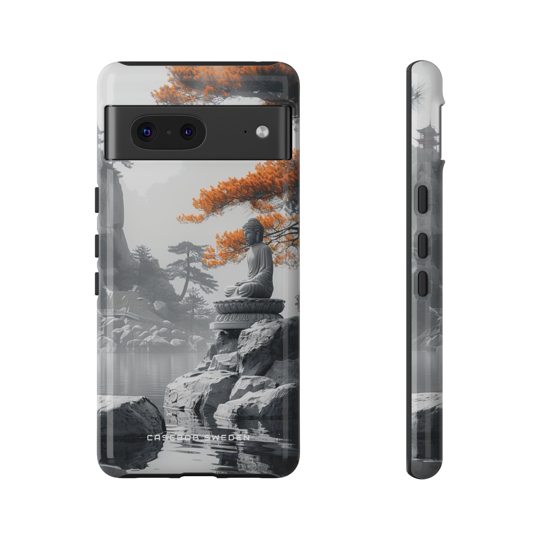 Zen Serenity: Tranquil Landscape with Buddha and Pagoda Google Pixel 7 - Tough Phone Case