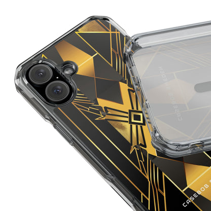 Golden Geometric Elegance iPhone 16 - Clear Impact Phone Case