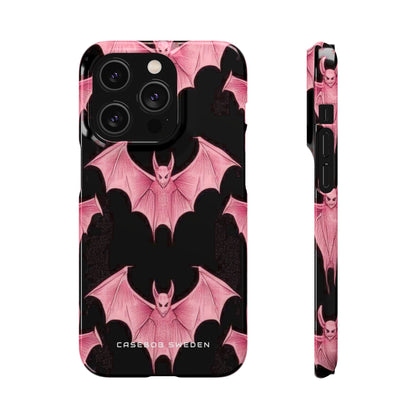 Gothic Pink Bats Aflame iPhone 14 - Slim Phone Case