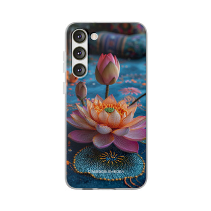 Vibrant Lotus Embroidery - Flexi Samsung S23 Phone Case