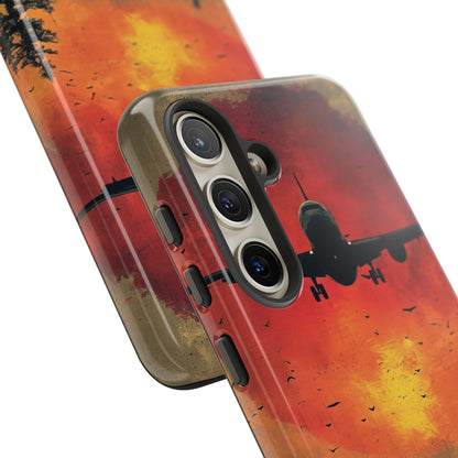 Vintage Sunset Airplane Silhouette Samsung S24 - Tough Phone Case