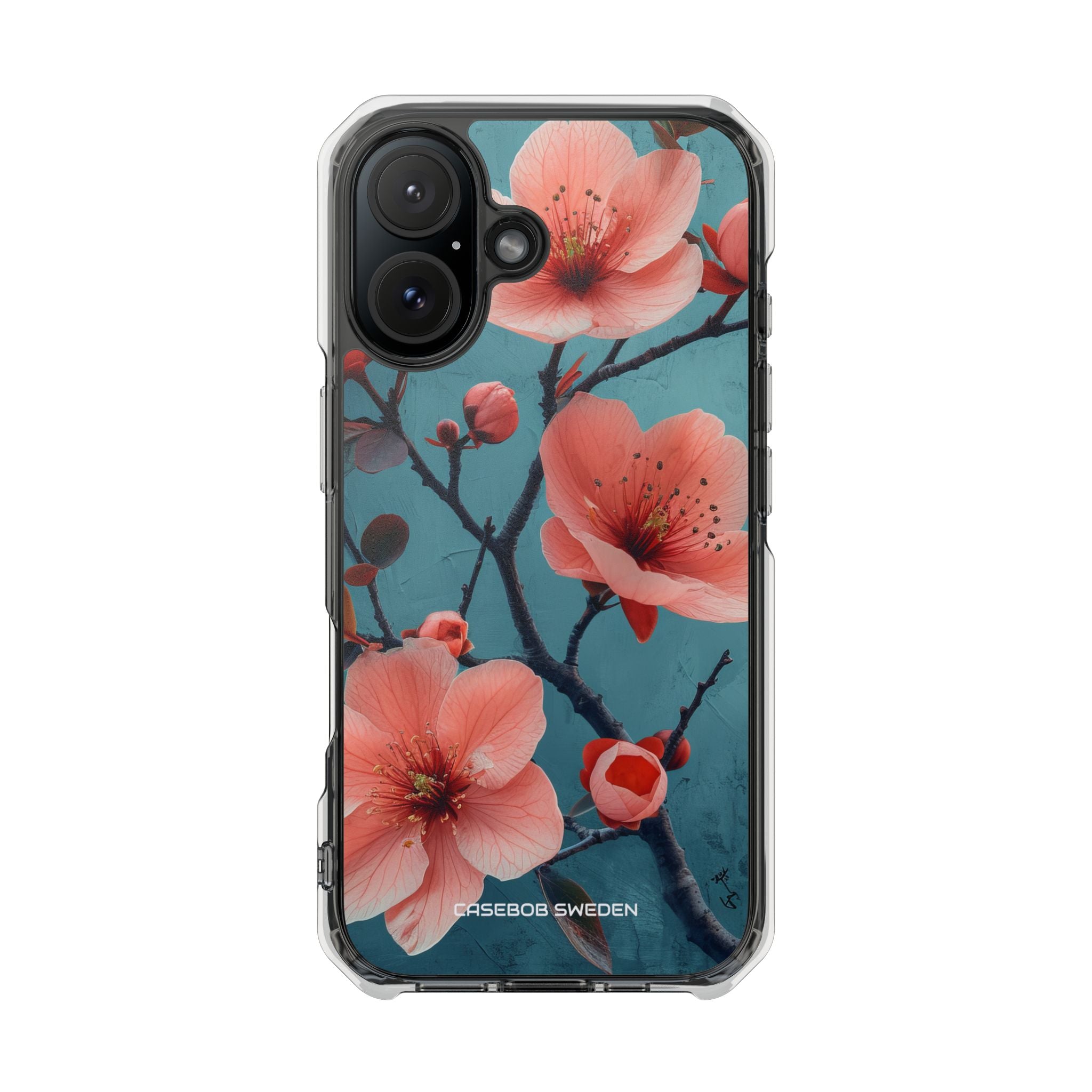 Teal Coral Blossom - Clear Impact iPhone 16 Phone Case