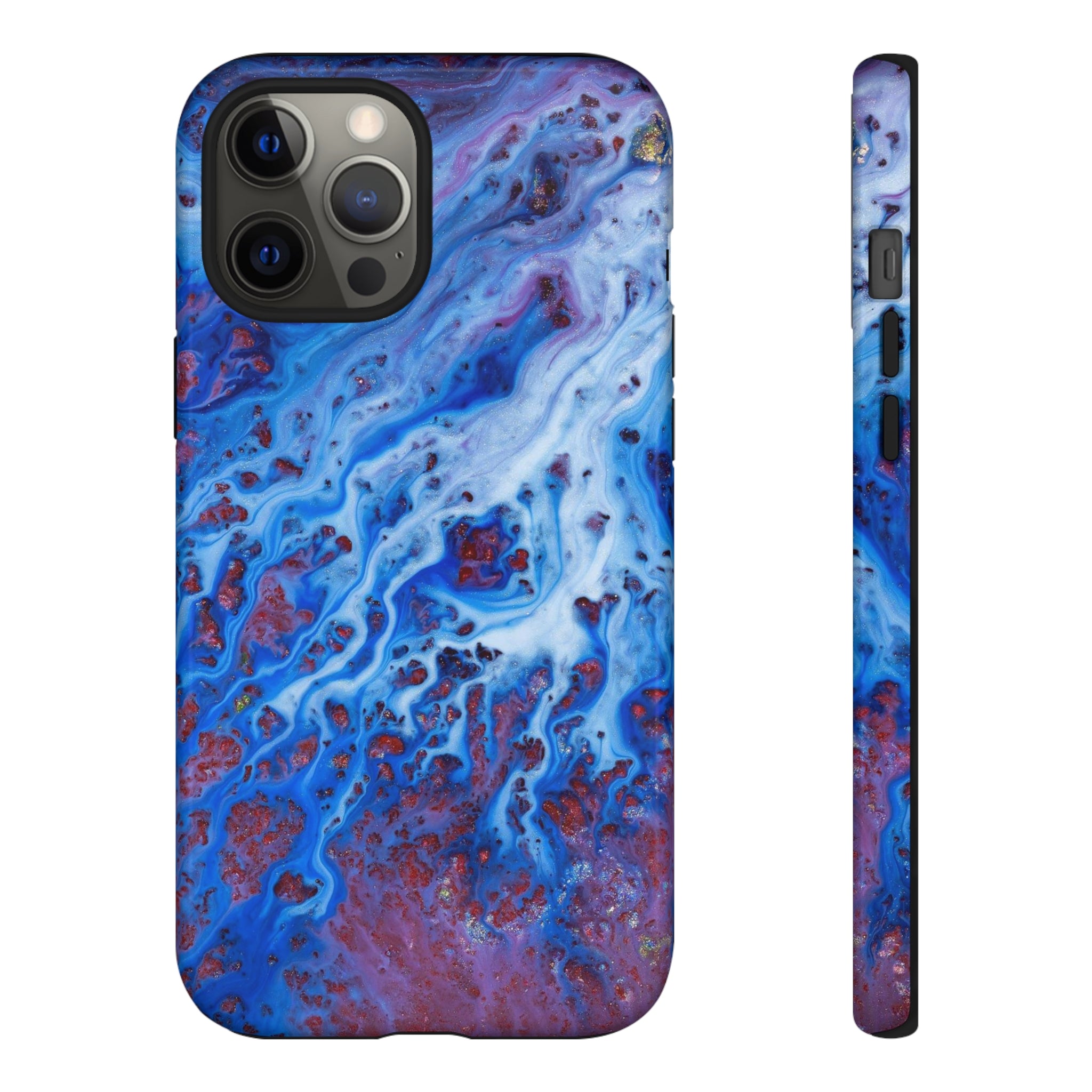 Ice Blue River Ink Art iPhone Case (Protective) iPhone 12 Pro Max Glossy Phone Case