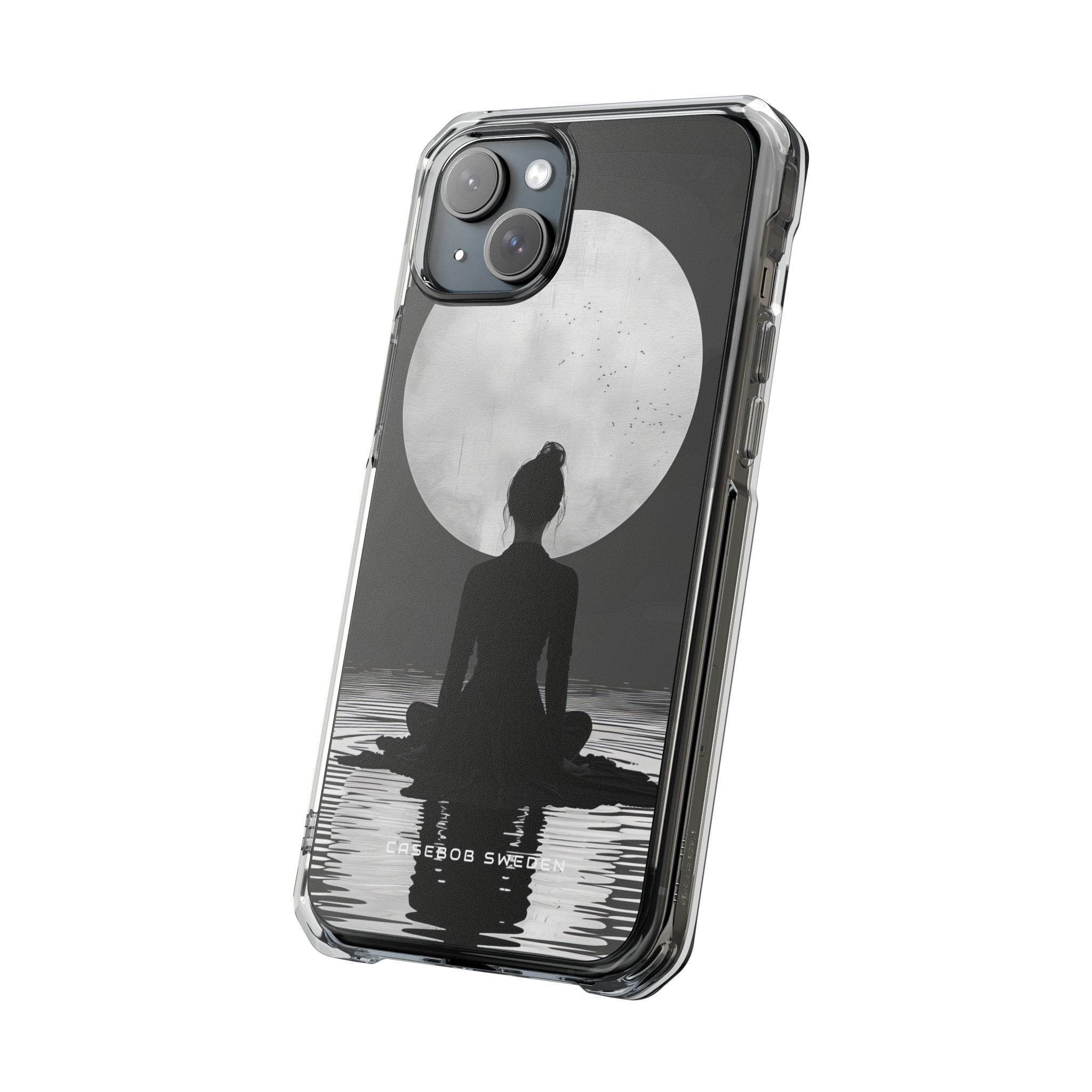 Zen Serenity Moon Reflection iPhone 15 - Clear Impact Phone Case