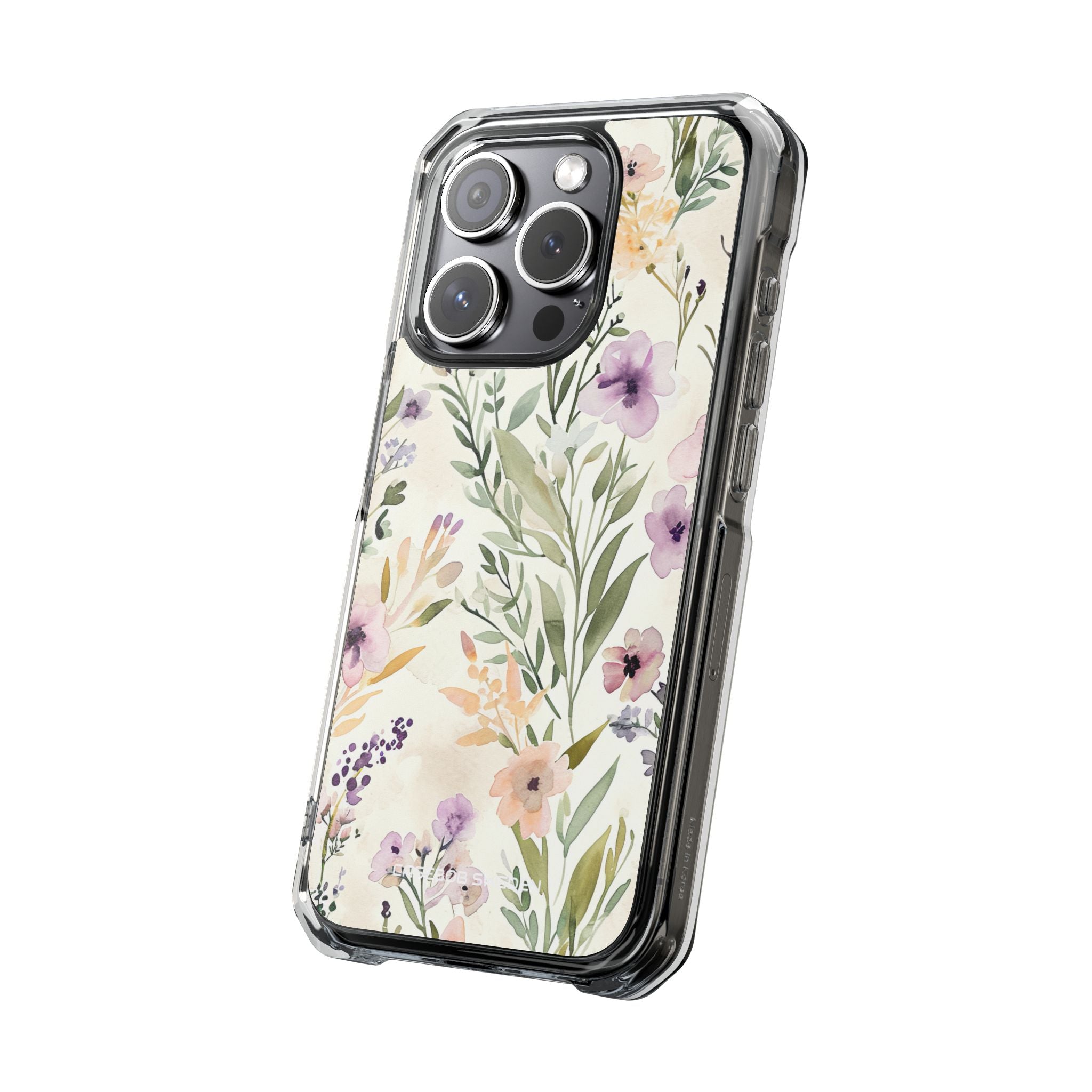 Soft Green Lavender Floral Pattern - Clear Impact iPhone 15 Phone Case