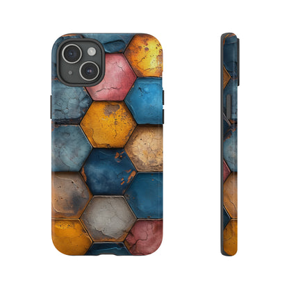 Pastel Honeycomb Bliss: Yellow & Blue - Protective Phone Case