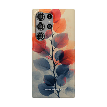 Orange Gray Leaves - Slim Samsung S23 Phone Case