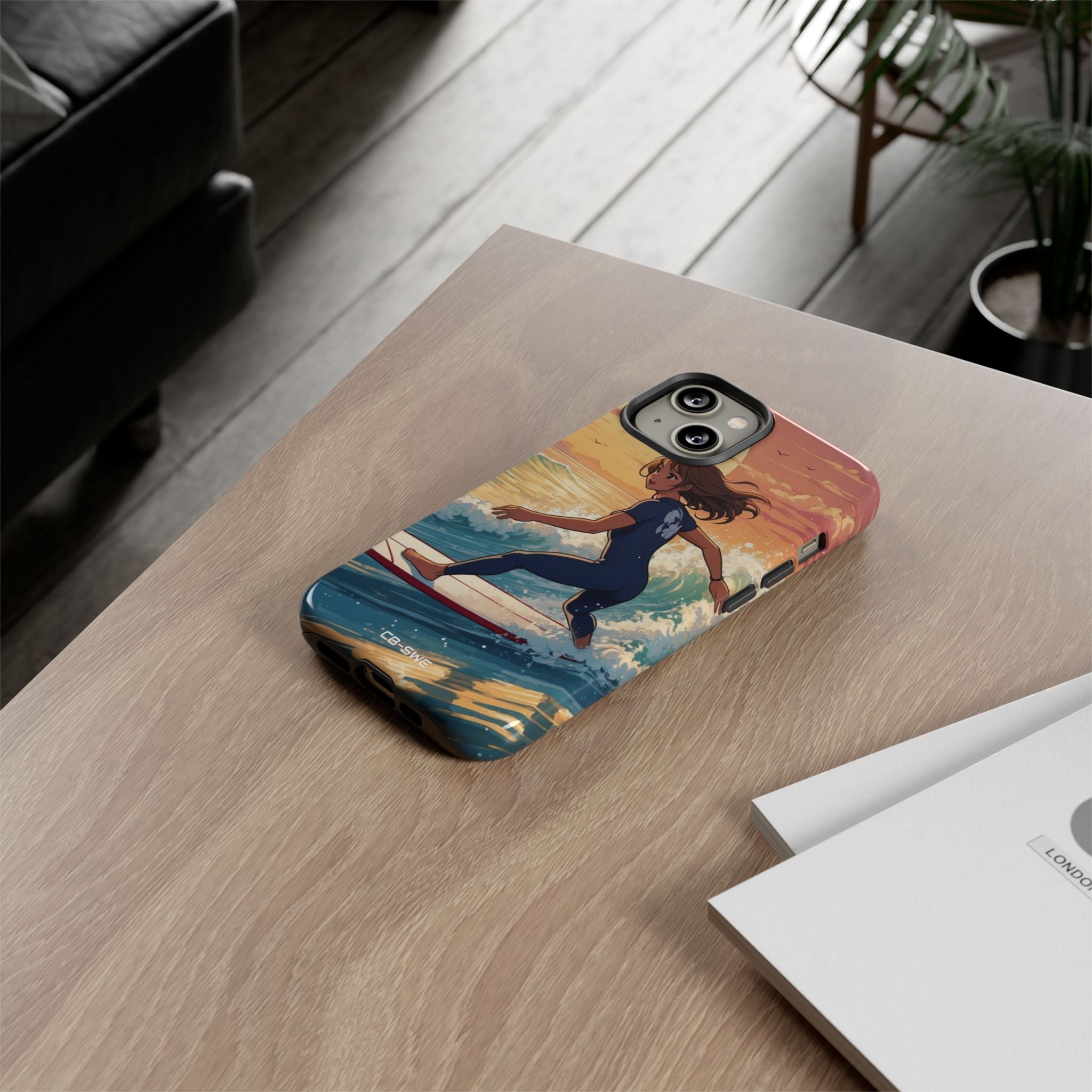 Surfing Into Sunset - iPhone Case