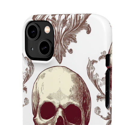 Gothic Skulls and Ornate Foliage iPhone 14 - Slim Phone Case