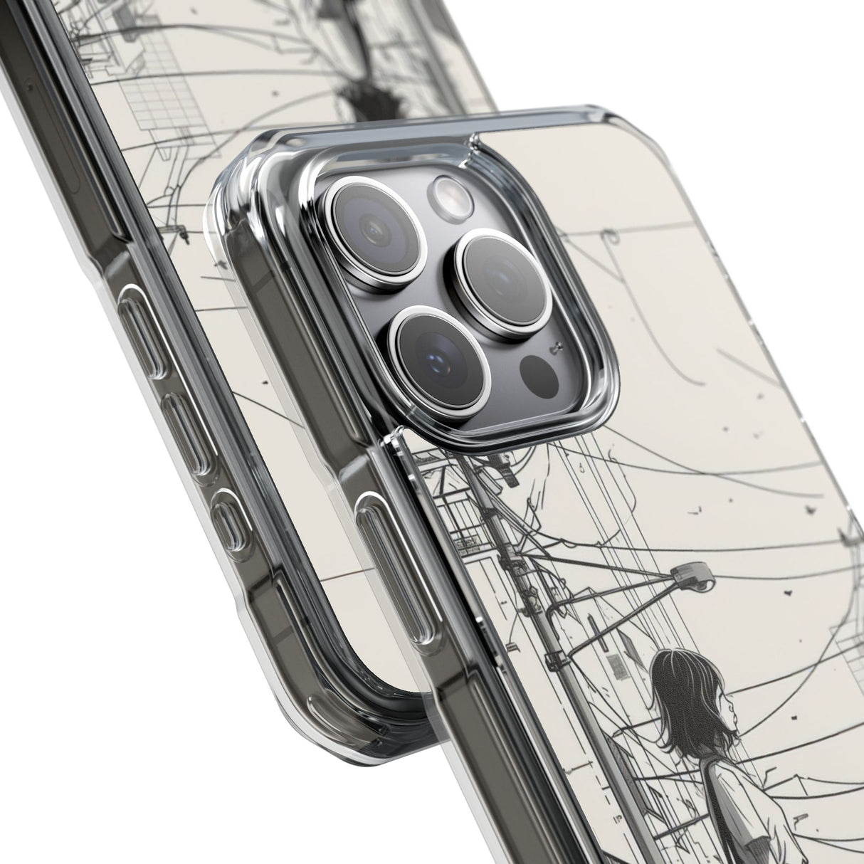 Urban Solitude Sketch - Phone Case for iPhone (Clear Impact - Magnetic)