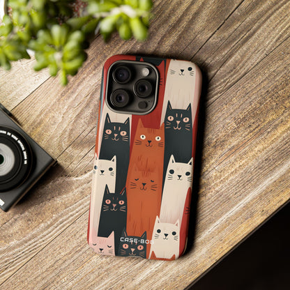 Elongated Cats Black iPhone 15 Pro Max Case - Tough