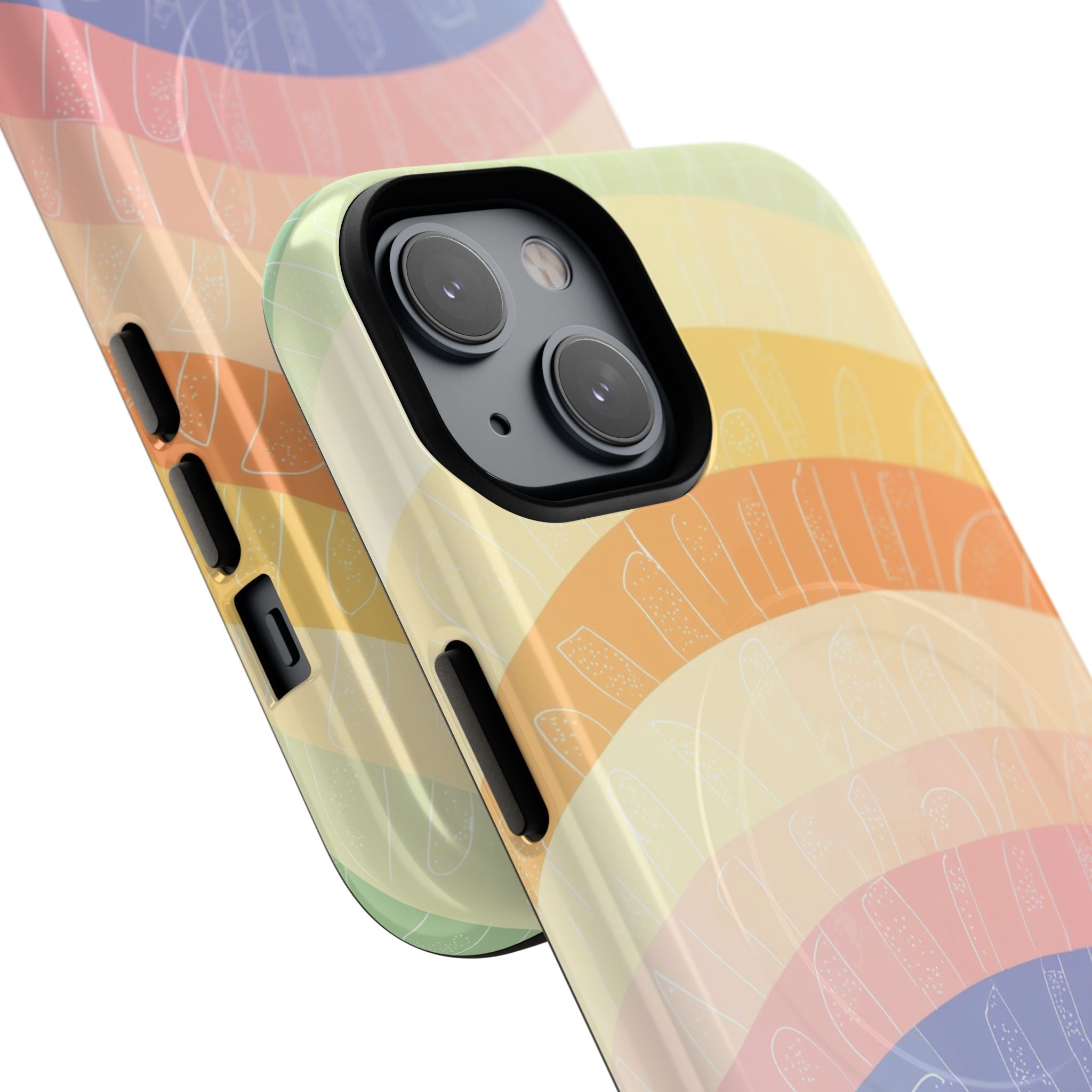 Pastel Rainbow Bands iPhone 14 Case - Tough+