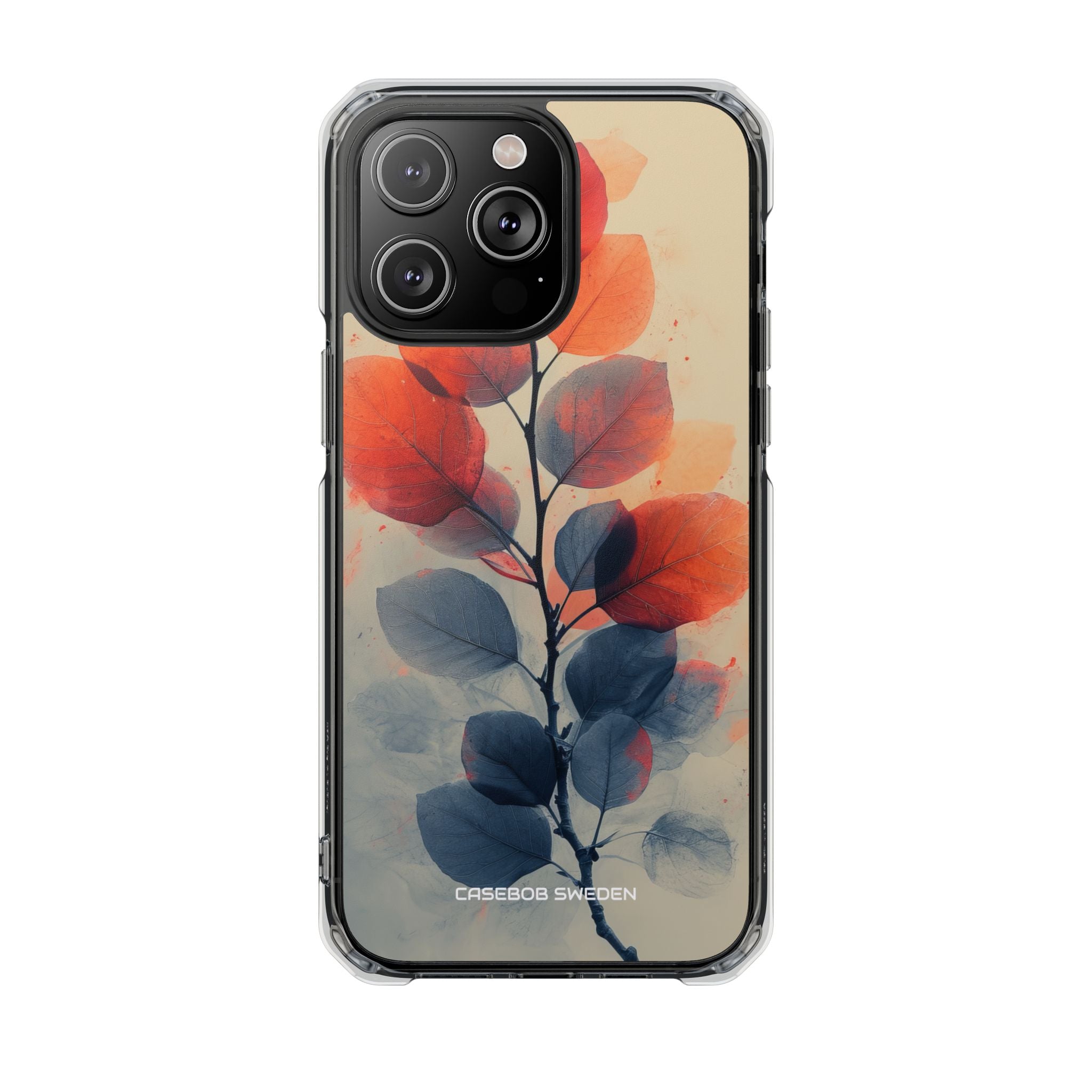 Orange Gray Leaves - Clear Impact iPhone 14 Phone Case