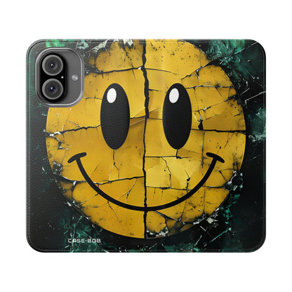 Cracked Smiley - iPhone 16 - Case - Lompakko