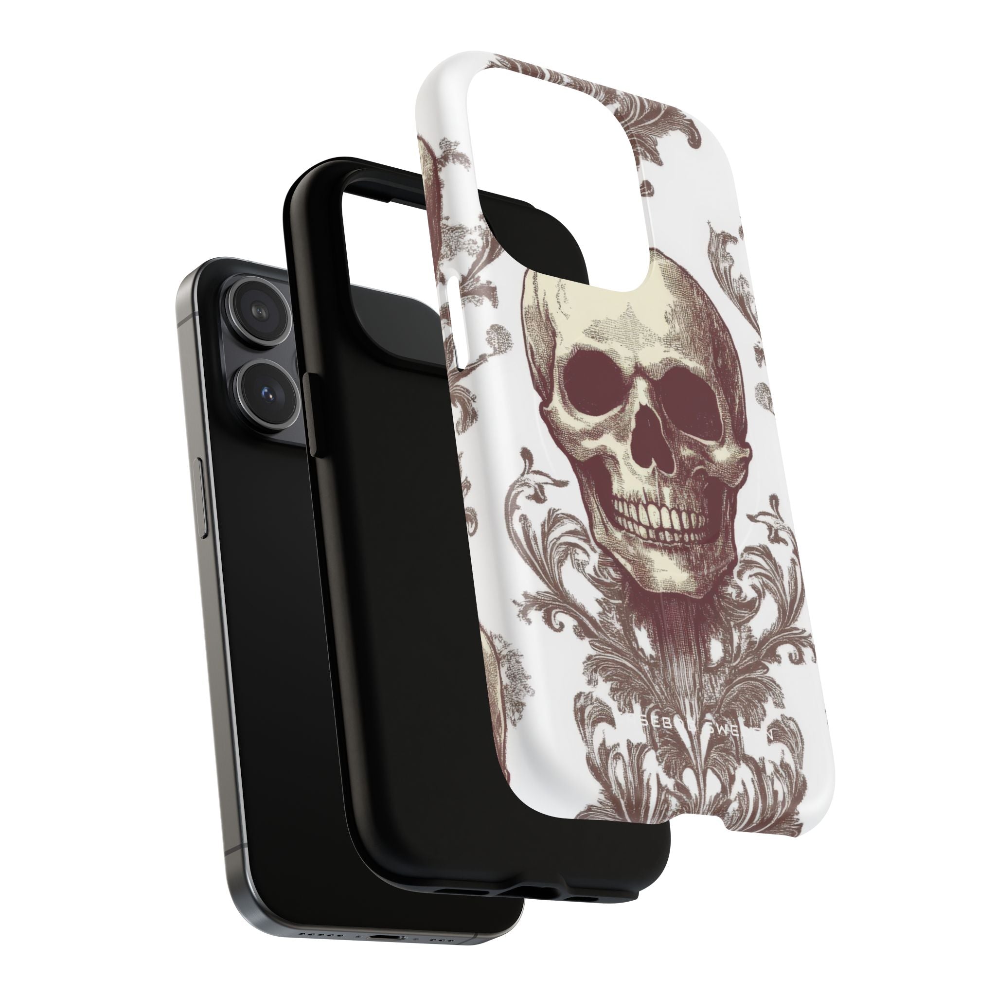 Gothic Skulls and Ornate Foliage iPhone 15 | Tough+ Phone Case