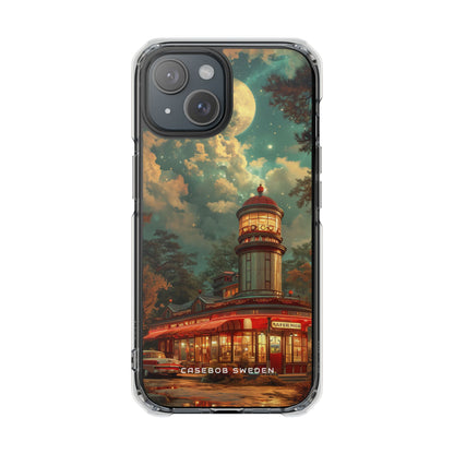 Vintage Moonlit Diner Fantasy iPhone 15 - Clear Impact Phone Case