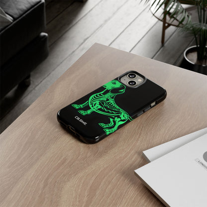 Neon Green Dachshund X-Ray Illustration Hotdog Phone Cover iPhone 14 - Tough
