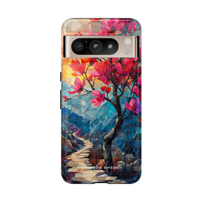 Vibrant Geometric Tree Landscape Google Pixel 8 - Tough Phone Case