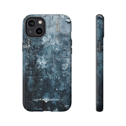 Weathered Blue Tapestry with Cracked Layers iPhone 14 - Tough Phone Case