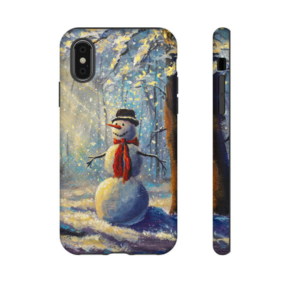 Oil painting - Happy Snowman - Protective Phone Case