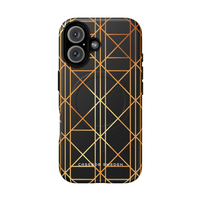 Golden Geometric Elegance iPhone 16 | Tough+ Phone Case