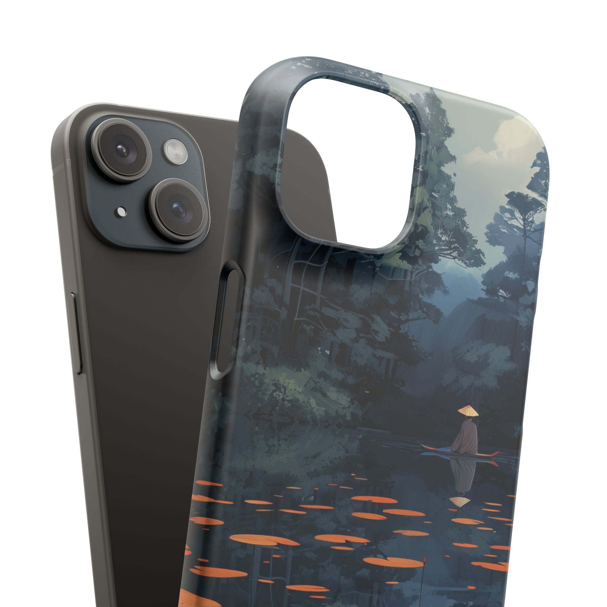 Tranquil Lotus Reflections iPhone 15 - Slim Phone Case