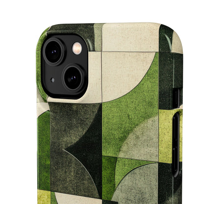 Green Geometric Harmony - Slim iPhone 14 Phone Case