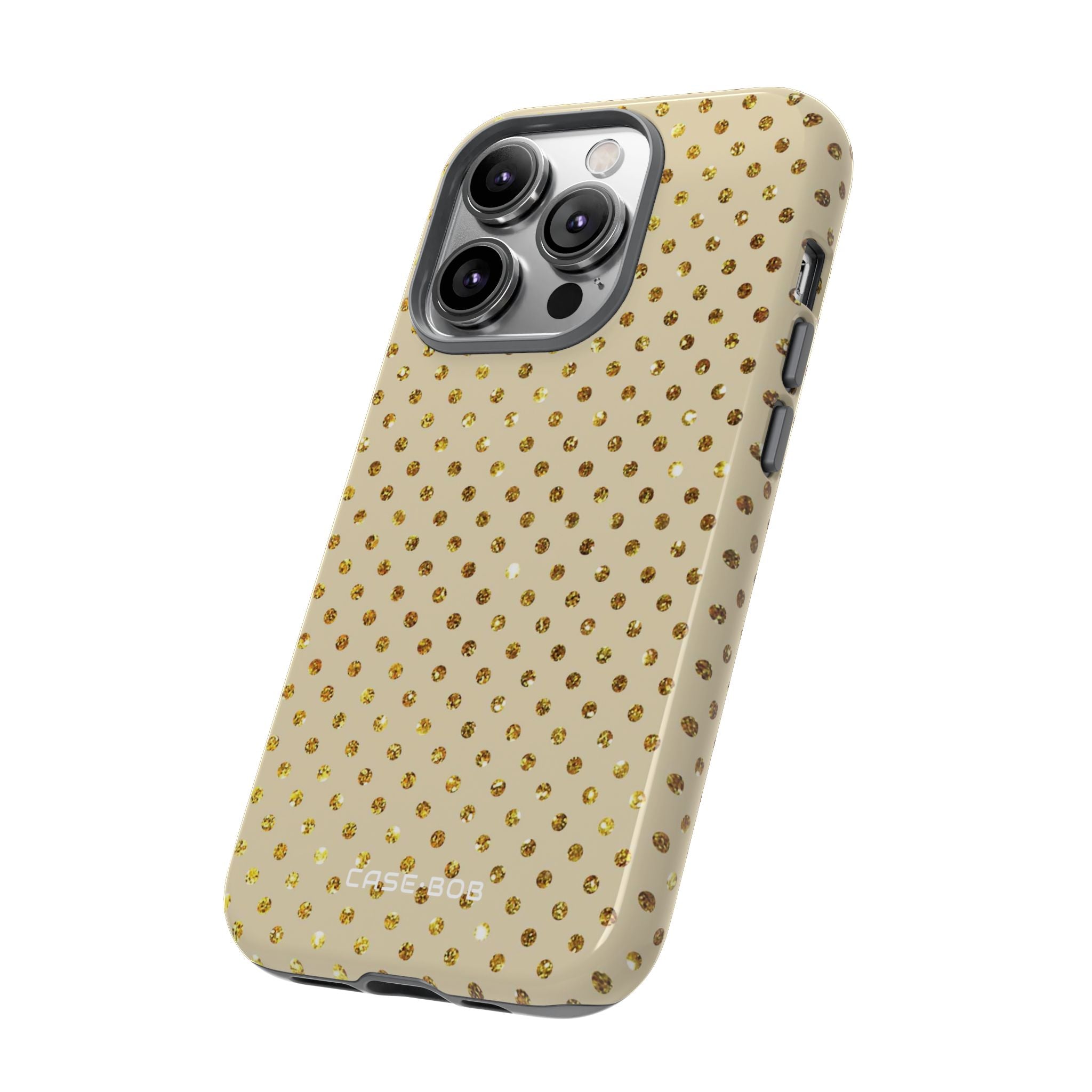 Gold Sparkle Grid iPhone 14 Pro Case - Tough