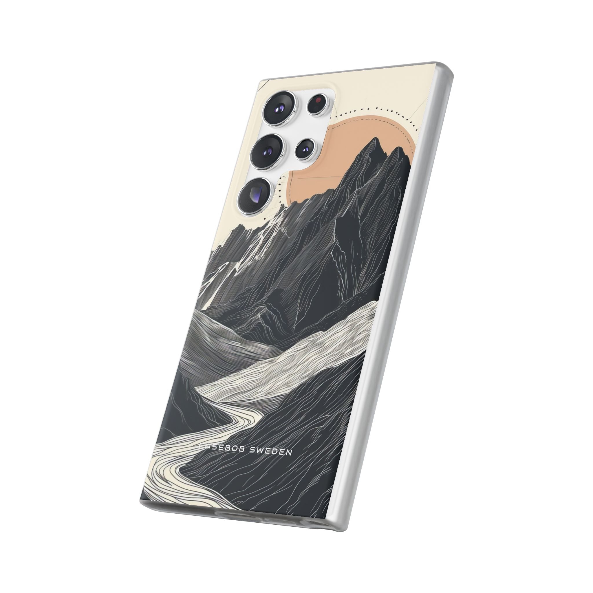 Minimalist Mountain Landscape with Flowing River Samsung S23 - Flexi Phone Case