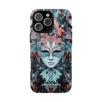 Mystic Teal Coral Mask - Tough iPhone 16 Phone Case