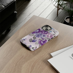 Beautiful vintage purple flower iPhone case - Protective Phone Case