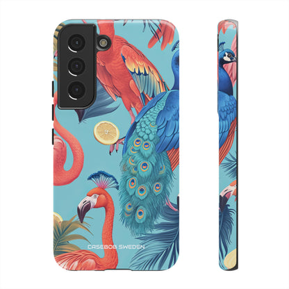 Tropical Flamingo Bliss - Tough Samsung S22 Phone Case