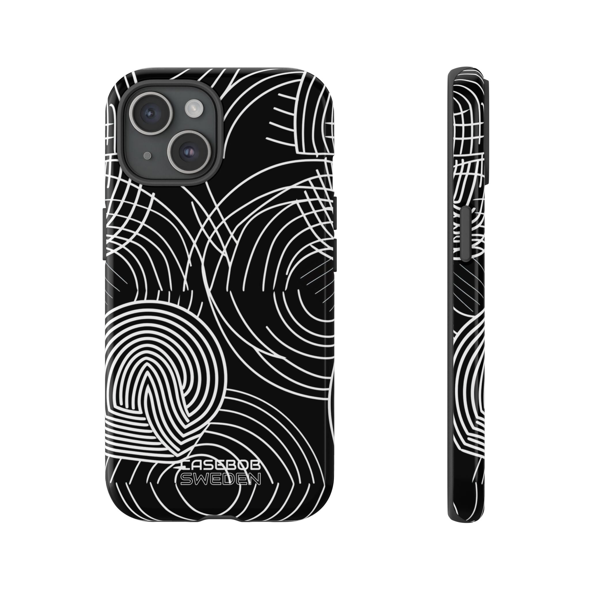 Monochrome Spiral Curves iPhone 15 – Robust