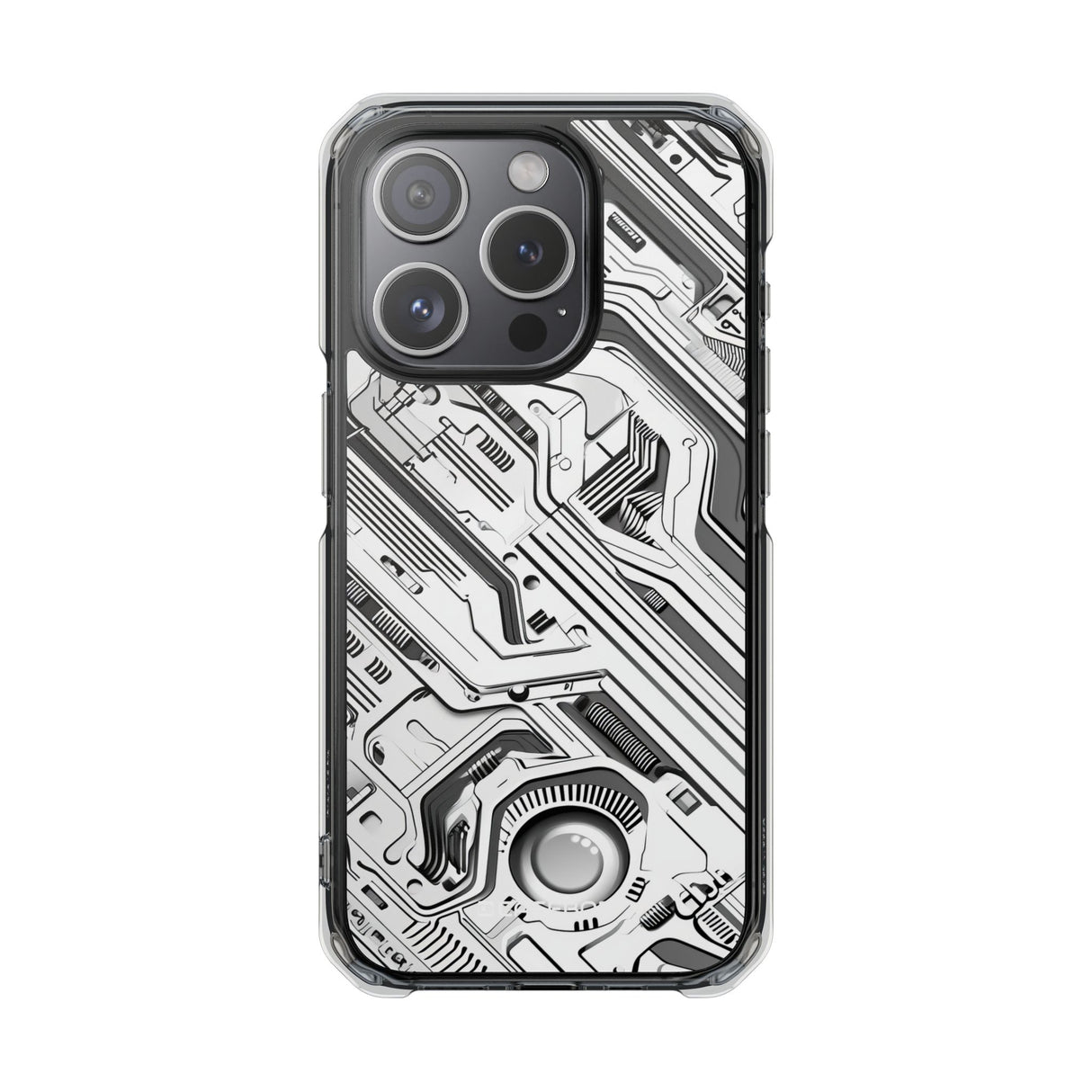 Techno Circuitry – Handyhülle für iPhone (Clear Impact – Magnetisch)