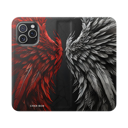 Crimson Silver Wings - iPhone 15 Pro Max Case - Wallet