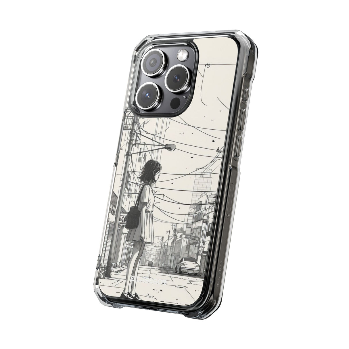 Urban Solitude Sketch - Phone Case for iPhone (Clear Impact - Magnetic)