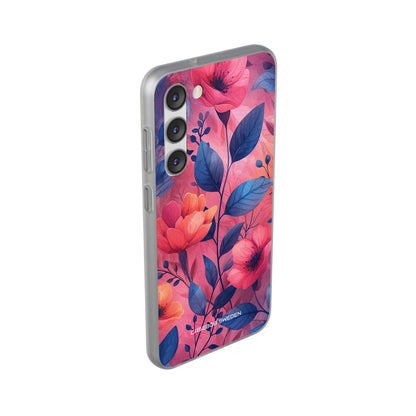 Pink Blue Floral - Flexi Samsung S23 Phone Case