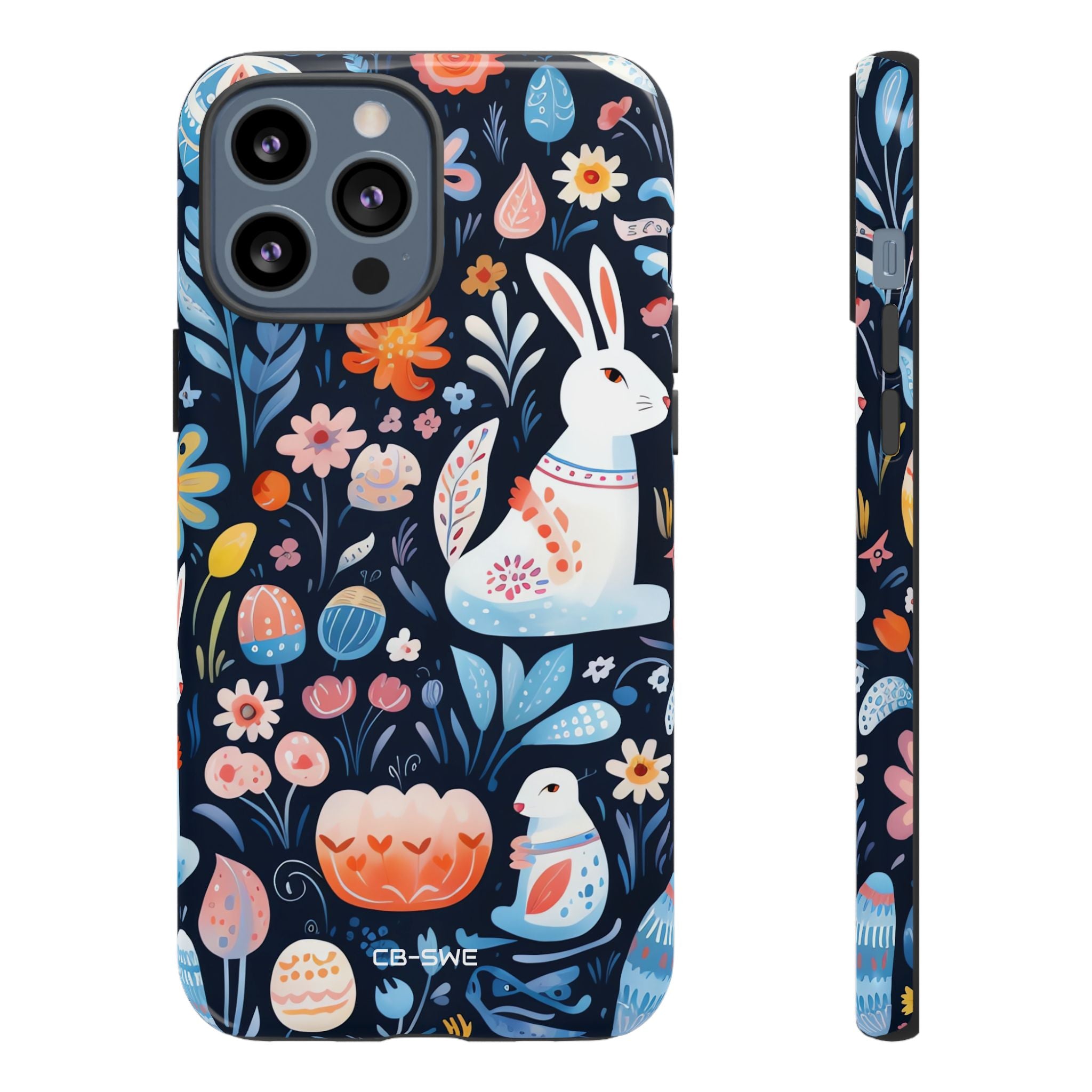 Bunnies Play Among Flowers - iPhone Case