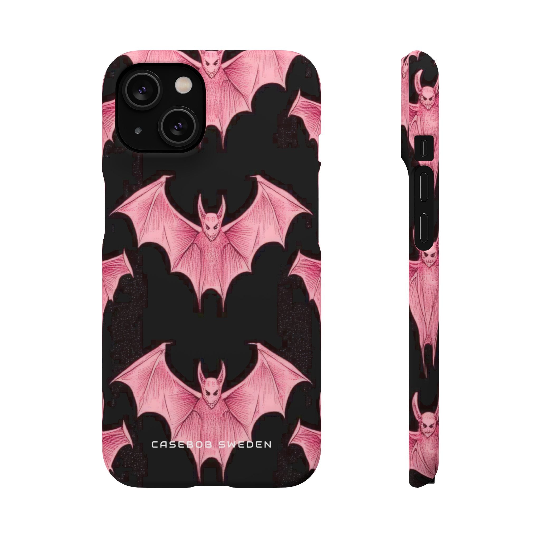 Gothic Pink Bats Aflame iPhone 14 - Slim Phone Case