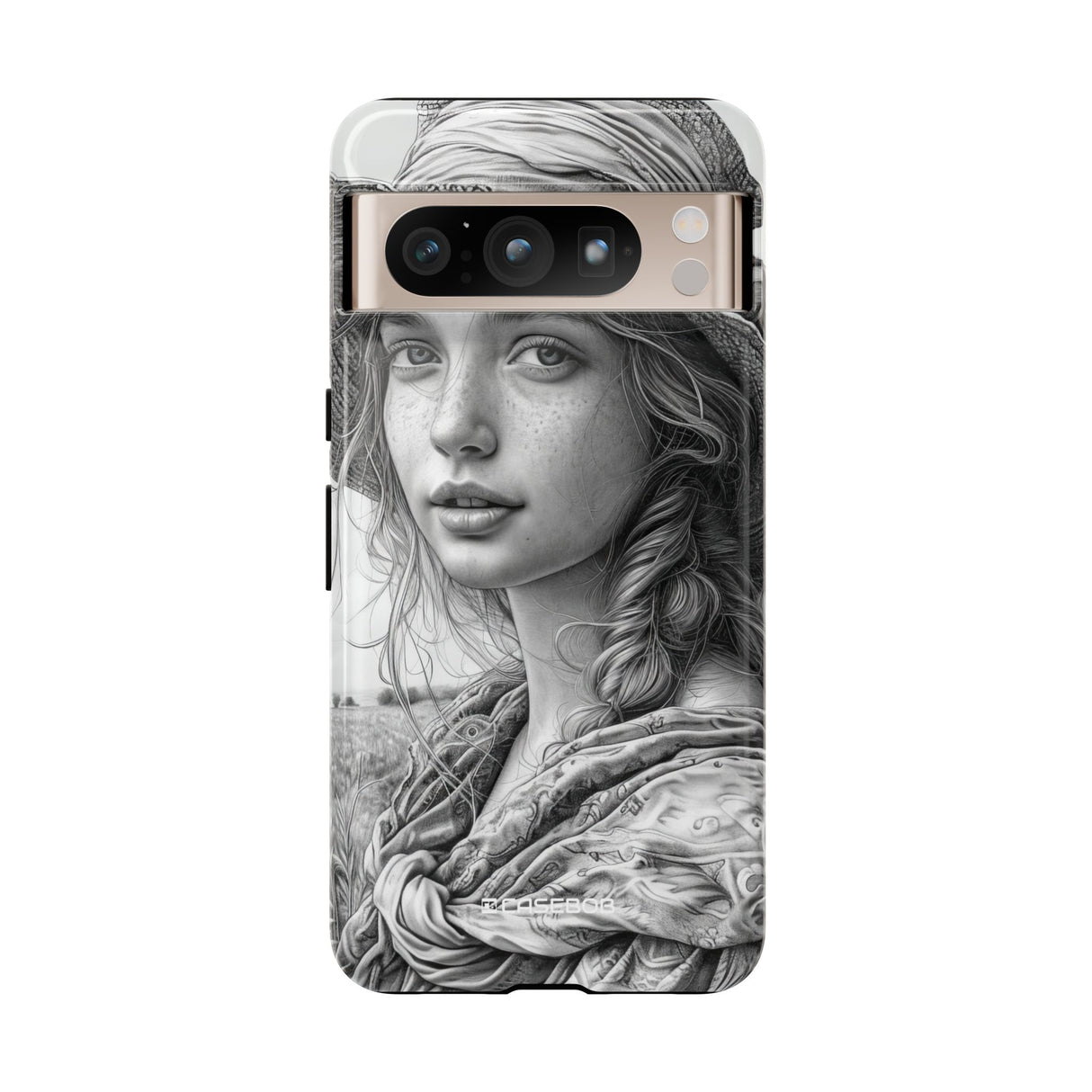 Serene Sketch Portrait | Protective Phone Case for Google Pixel