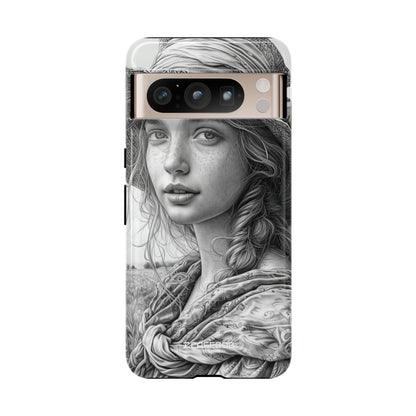 Serene Sketch Portrait - Phone Case for Google Pixel